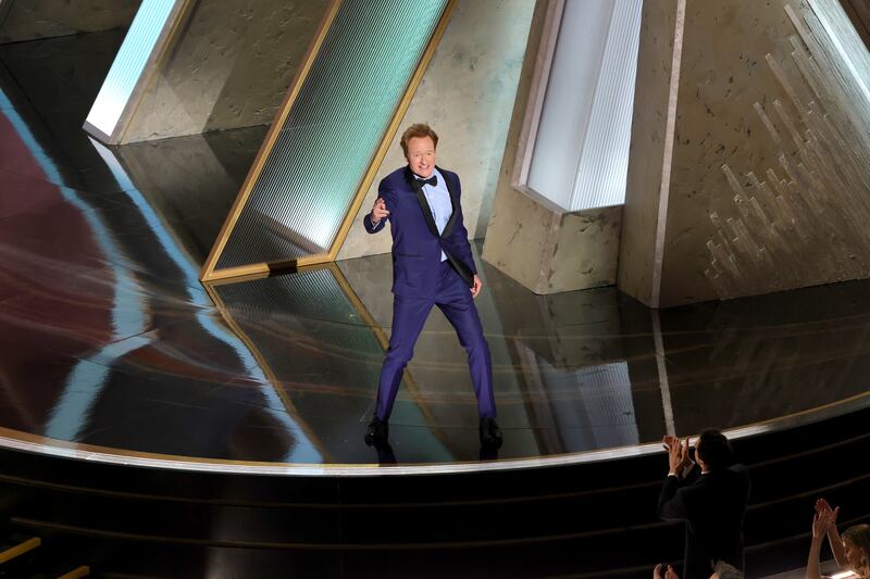 Conan O'Brien speaks onstage during the 2025 Oscars.