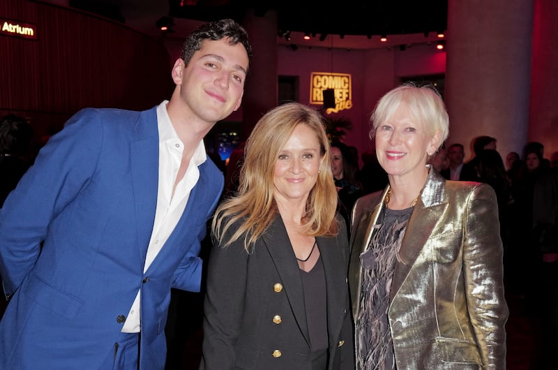 NEW YORK, NEW YORK - DECEMBER 09: (L-R) Matt Friend, Samantha Bee, and Joanna Coles attend Comic Relief Live on December 9, 2024 at Jazz at Lincoln Center NYC. (Photo by Craig Barritt/Getty Images for Comic Relief US)