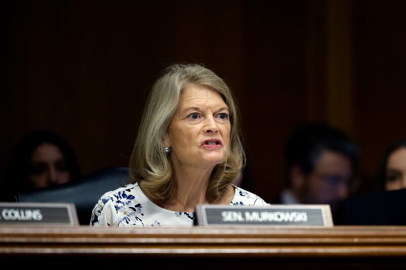 Sen. Lisa Murkowski (R-AK) questions Robert F. Kennedy Jr., Donald Trump’s nominee for Secretary of Health and Human Services as he testifies during his Senate Committee on Health, Education, Labor and Pensions confirmation hearing at the Dirksen Senate Office Building on January 30, 2025 in Washington, DC.