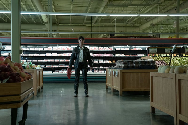 Brigette Lundy-Paine stands in a still from ‘I Saw the TV Glow’