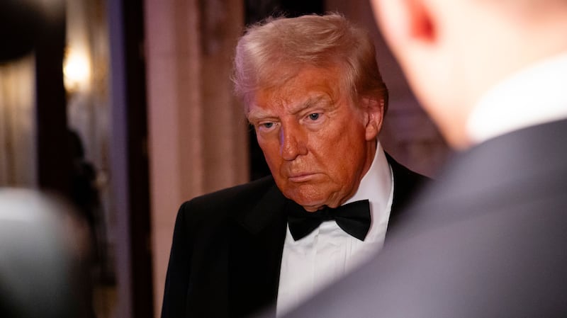 PALM BEACH, FLORIDA - DECEMBER 31: U.S. President-elect Donald Trump arrives to deliver remarks on New Year's Eve at his Mar-A-Lago Club on December 31, 2024 in Palm Beach, Florida. Trump continues to fill posts in his upcoming administration ahead of his January 20 inauguration