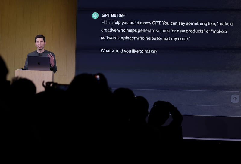 OpenAI CEO Sam Altman speaks during the OpenAI DevDay event on November 06, 2023 in San Francisco, California. Altman delivered the keynote address at the first-ever Open AI DevDay conference.