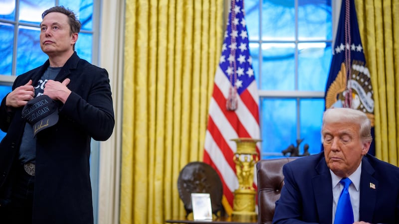 Elon Musk and President Donald Trump in the Oval Office.