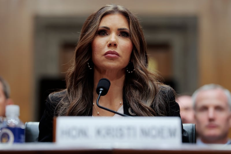 WASHINGTON, DC - MAY 20: U.S. Homeland Security Secretary Kristi Noem speaks during a hearing with the Senate Committee on Homeland Security and Governmental Affairs on Capitol Hill on May 20, 2025 in Washington, DC. Noem attended the hearing to discuss U.S. President Donald Trump's proposed budget request for fiscal year 2026 for the Department of Homeland Security. (Photo by Anna Moneymaker/Getty Images)