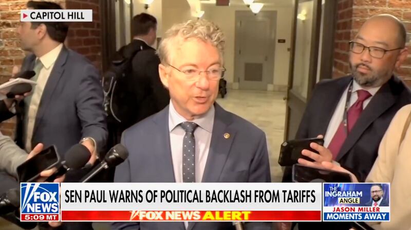 Republican Senator Rand Paul had a stern history lesson for President Donald Trump, saying that his tariffs could cause GOP “decimation” in both the House and the Senate.
