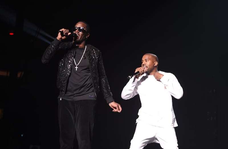 Sean "Diddy" Combs and Kanye "Ye" West perform together in 2016 at Madison Square Garden in New York.