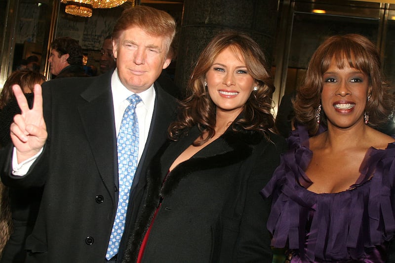 Donald Trump, Melania Trump, Gayle King during "The Color Purple" Broadway Opening Night - Arrivals at The Broadway Theatre in New York City, New York, United States. (Photo by Bruce Glikas/FilmMagic)