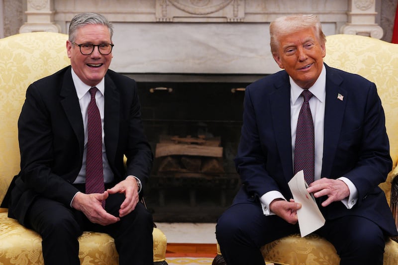 US President Donald Trump holds a bilateral meeting with British Prime Minister Keir Starmer in the Oval Office of the White House in Washington, DC, on February 27, 2025.