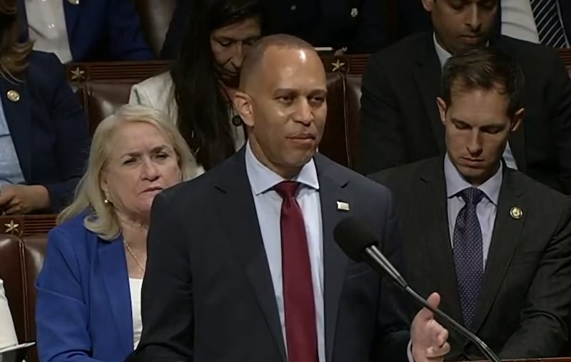 Hakeem Jeffries during his lengthy speech on the House floor.