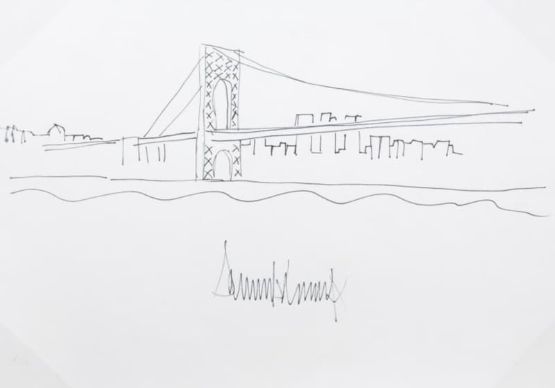 Donald Trump's George Washington Bridge drawing circa 2006 from Julien's Auctions.