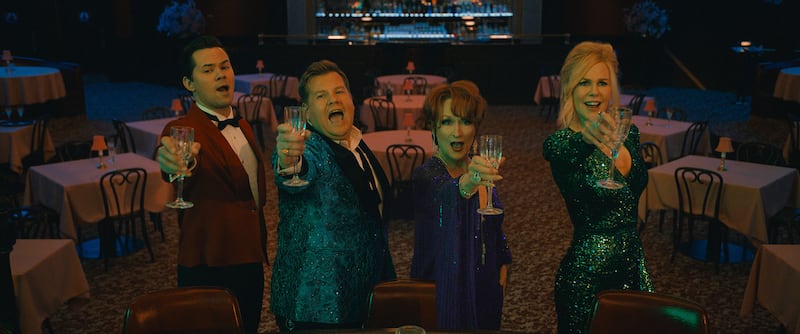 A picture of Andrew Rannels, James Corden, Meryl Streep and Nicole Kidman in ‘The Prom’