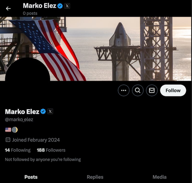 An X account with the name Marko Elez.