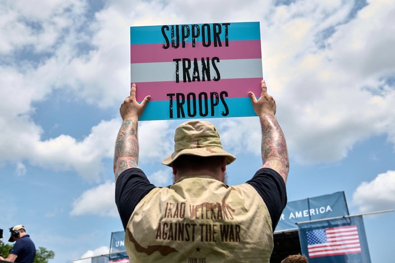 There have been nationwide protests against President Donald Trump's move to bar transgender troops from the military.
