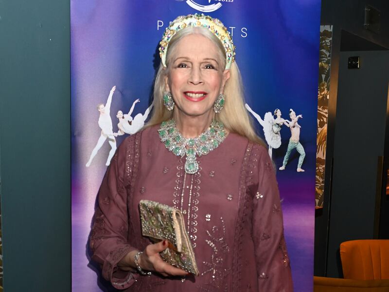 Lady Colin Campbell attends a drinks reception during the Ballet Icons Gala 2025 at the London Coliseum on March 9, 2025 in London, England.