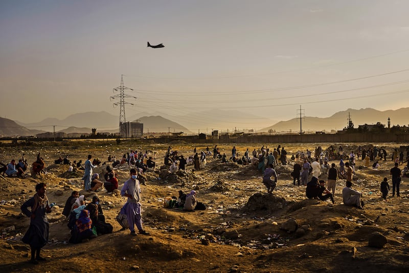 A picture of a military transport plane departing Afghanistan.