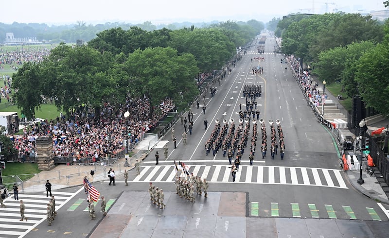 Stills from Trump's birthday military parade.