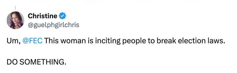 “This woman is inciting people to break election laws. DO SOMETHING,” one response read.