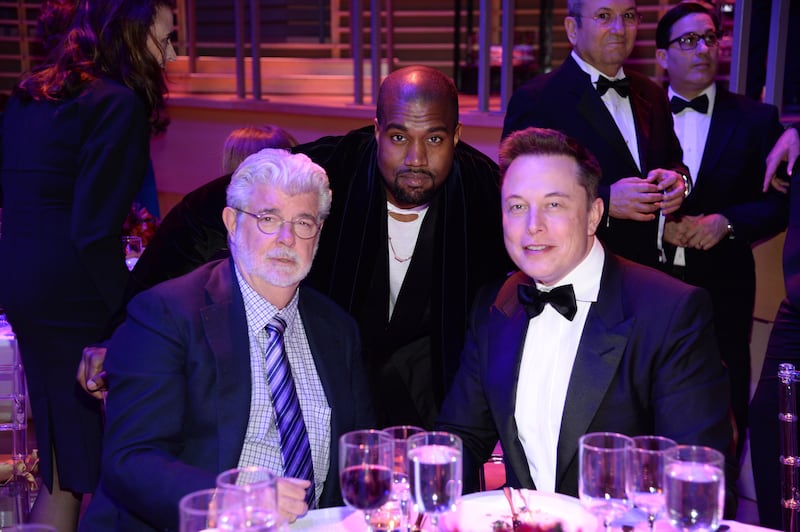 Kanye hung out with Musk at TIME’s 100 Most Influential People In The World in 2015. Star Wars mastermind George Lucas was also there.
