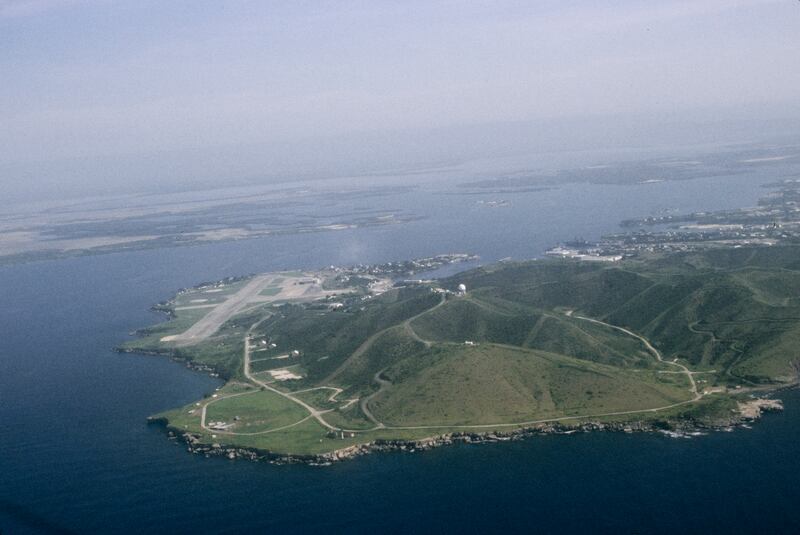 Aerial view of the US Naval Base at Guantanamo Bay, Cuba.