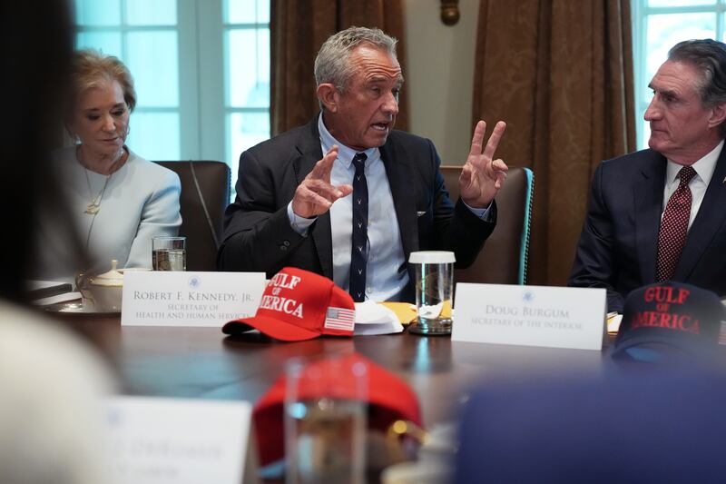 Health and Human Services Secretary Robert Kennedy Jr. touts his department's effort to "Make America Healthy Again" at a Cabinet meeting on April 30, 2025.