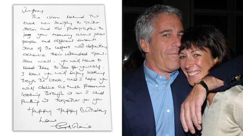 A handwritten note to Jeffrey Epstein from Ghislaine Maxwell