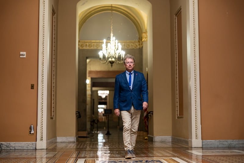 Sen. Rand Paul walks to the Senate floor during overnight votes at the U.S. Capitol on July 1, 2025 as Republican leaders pushed to get President Donald Trump's so-called "One, Big, Beautiful Bill," Act through Congress despite Paul being a "no" vote.