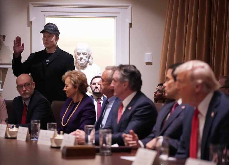 Elon Musk at a Cabinet meeting.
