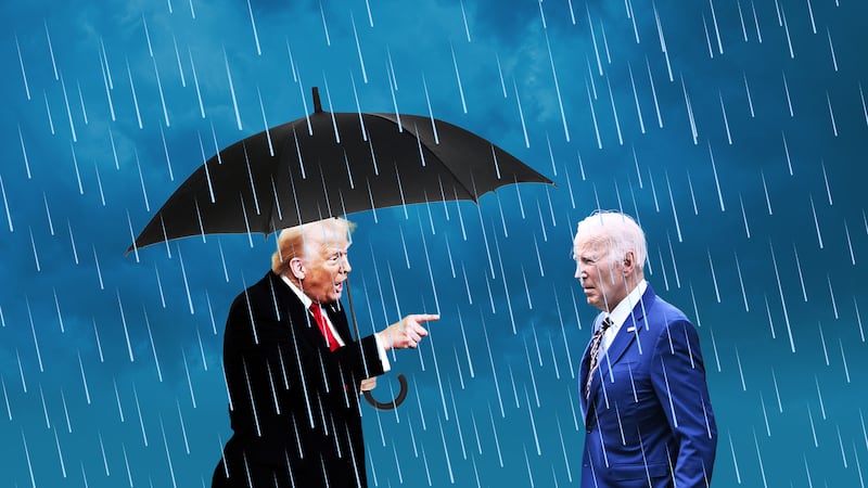 Trump is now blaming thunderstorms on Biden.