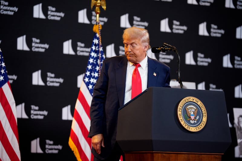 President Donald Trump departs an event at the Kennedy Center on August 13, 2025 in Washington, DC.