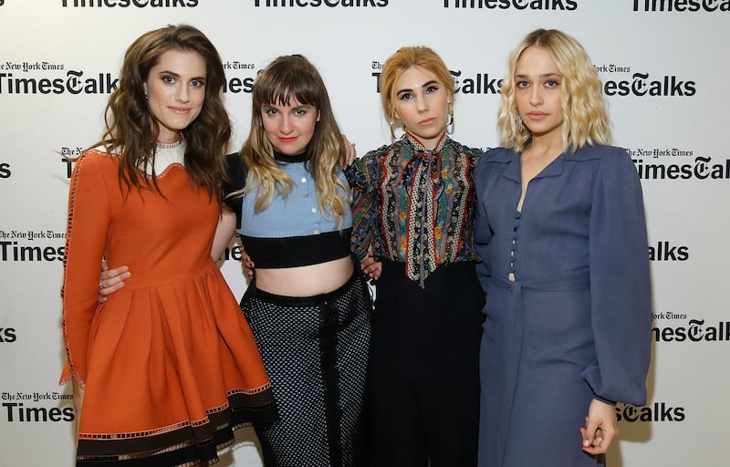 Allison Williams, Lena Dunham, Zosia Mamet and Jemima Kirke attend TimesTalks: A Final Farewell to the cast of HBO's "Girls" at NYU Skirball Center on February 1, 2017 in New York City.
