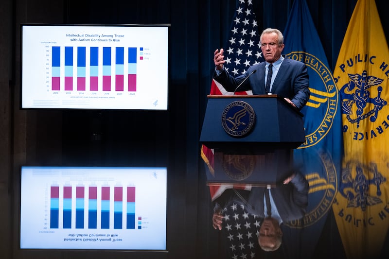 Kennedy discusses the CDC's latest Autism and Developmental Disabilities Monitoring (ADDM) Network survey at Wednesday's press conference.