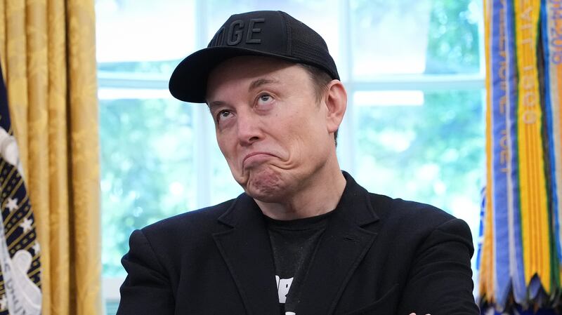 Elon Musk speaks alongside U.S. President Donald Trump to reporters in the Oval Office. He was unhappy about the New York Times coverage.