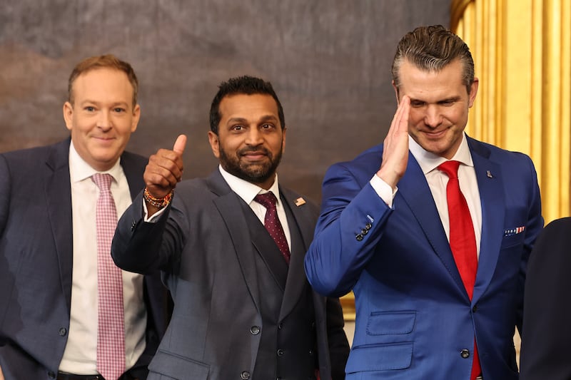 Pete Hegseth and Kash Patel celebrate Donald Trump's inauguration.