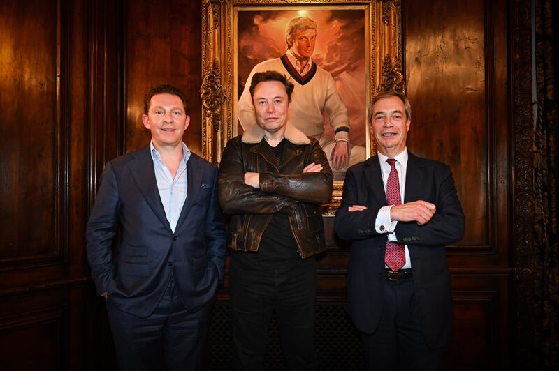 Nigel Farage and Nick Candy meet with Elon Musk at Mar-a-Lago on Monday, December 16, 2024.