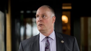 UNITED STATES - MAY 16: Rep. John Moolenaar, R-Mich., leaves the House Republican Conference meeting at the Capitol Hill Club on Wednesday, May 16, 2018. (Photo By Bill Clark/CQ Roll Call)