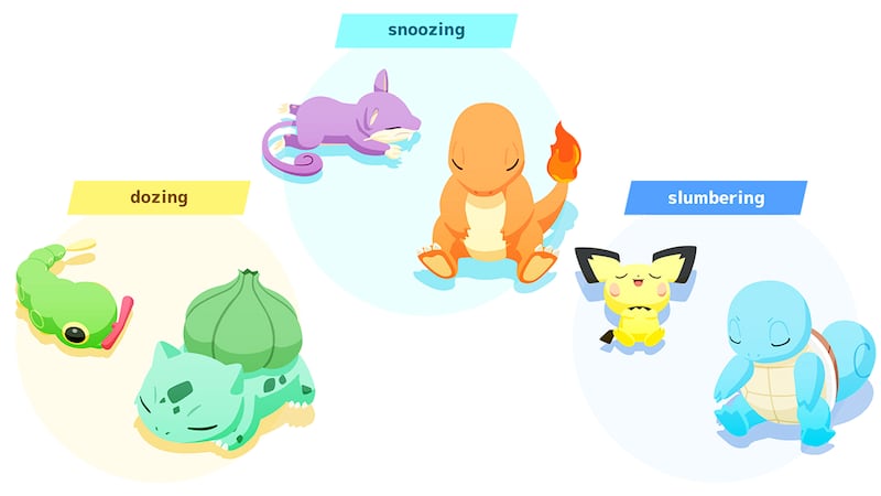 An illustration including photos of the Pokémon Snorlax for Pokémon Sleep Tracking App.