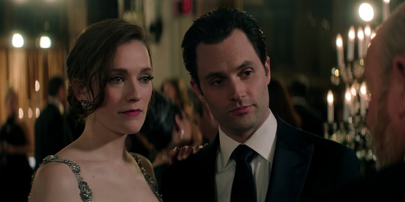 Charlotte Ritchie and Penn Badgley.