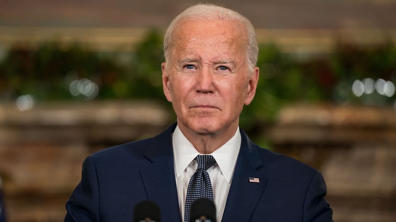WOODSIDE, CALIFORNIA - NOVEMBER 15: U.S. President Joe Biden delivers remarks at a news conference at the Filoli Estate on November 15, 2023 in Woodside, California. The news conference follows a meeting between Biden and Chinese President Xi Jinping during the Asia-Pacific Economic Cooperation (APEC) Leaders' week, their first since meeting at the Indonesian island resort of Bali in November 2022. (Photo by Kent Nishimura/Getty Images)