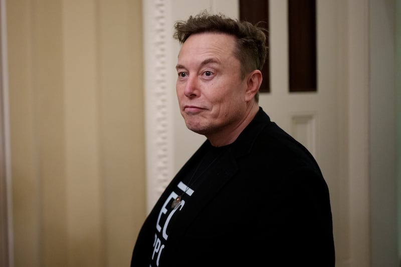 White House Senior Advisor to the President and Tesla and SpaceX CEO Elon Musk departs the U.S. Capitol Building on March 5, 2025 in Washington, DC.