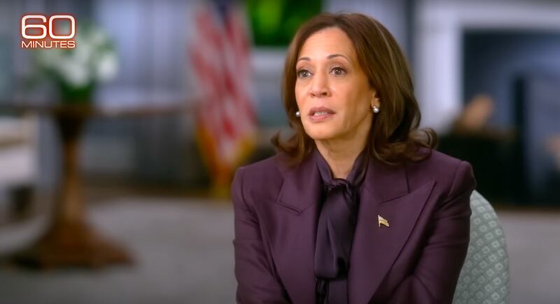 Kamala Harris is pictured during a 2024 interview on "60 Minutes."