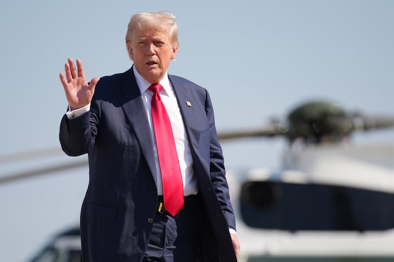 President Donald Trump boards Air Force One bound for Scotland on July 25, 2025 at Joint Base Andrews as the outrage over the Epstein case swirls back home.
