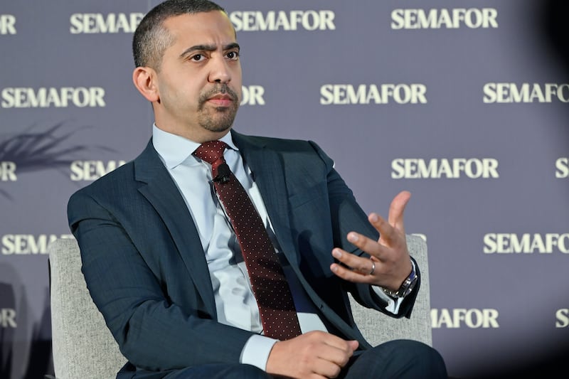 Mehdi Hasan speaks onstage at Semafor’s Innovating to Restore Trust in News: A National Summit at Gallup Great Hall on February 27, 2025