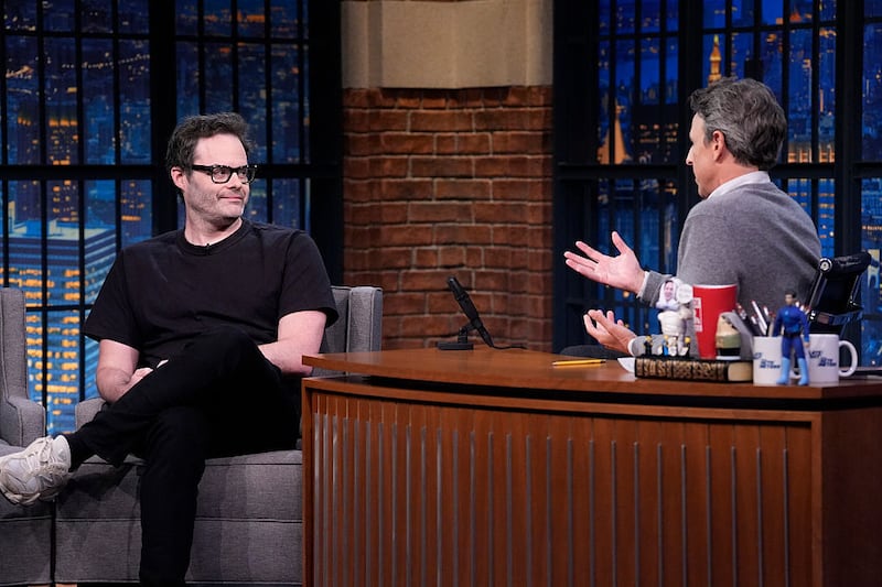 Late Night with Seth Meyers, Bill Hader talking to Meyers