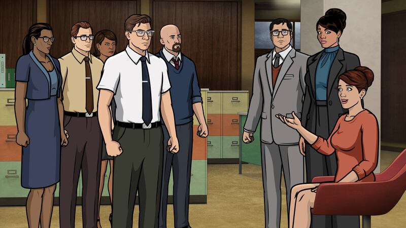 Kurt (voice of Gabriel Oliva, Cyril Figgis (voice of Chris Parnell), Lana Kane (voice of Aisha Tyler), Chery/Carol Tunt (voice of Judy Greer).