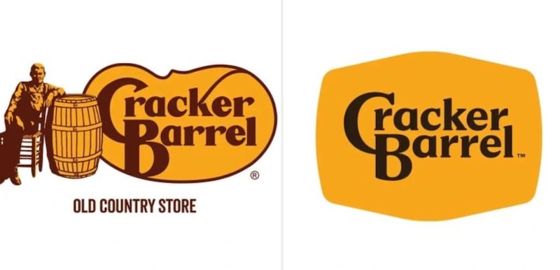 Old and new logos for Cracker Barrel.