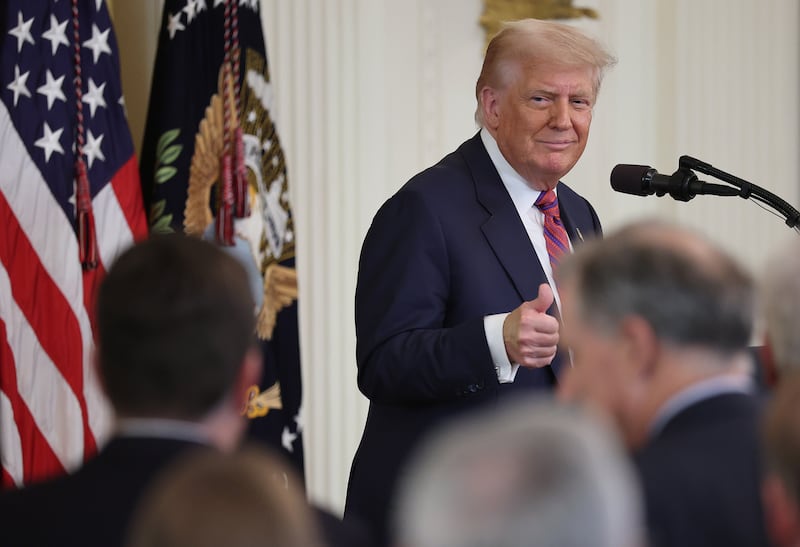 President Donald Trump delivers remarks during a signing ceremony for the “GENIUS Act” at the White House on July 18, 2025 in Washington, D.C.