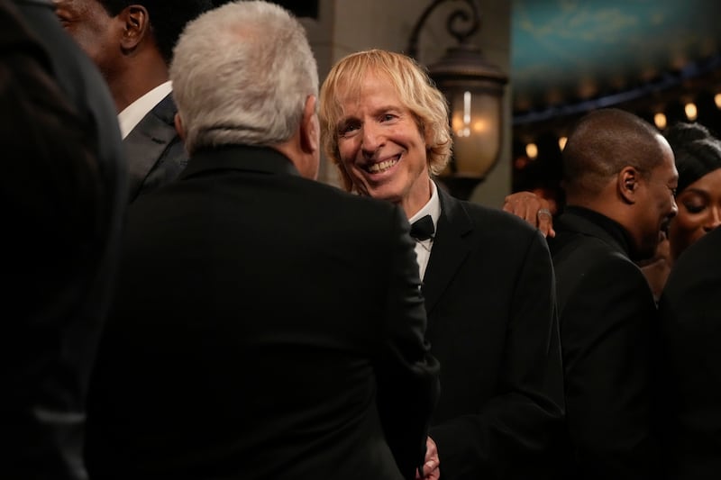 SNL50: THE ANNIVERSARY SPECIAL -- Pictured: Terry Sweeney during goodnights & credits on February 16, 2025 -- (Photo by: Virginia Sherwood/NBC via Getty Images)