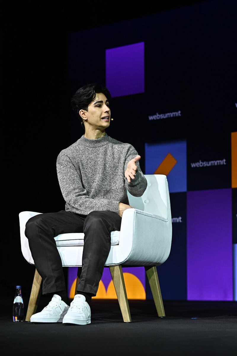 Omid Scobie on Fourth Estate stage during day one of Web Summit 2022 at the Altice Arena in Lisbon, Portugal.