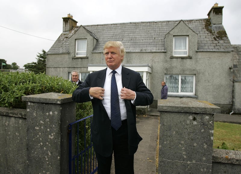 Trump pictured at the house in Tong, on the Isle of Lewis, where his mother was brought up before she emigrated to the United States. (Photo by Andrew Milligan - PA Images/PA Images via Getty Images)
