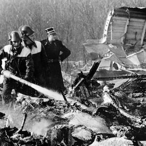 Rescuers at the two crash sites